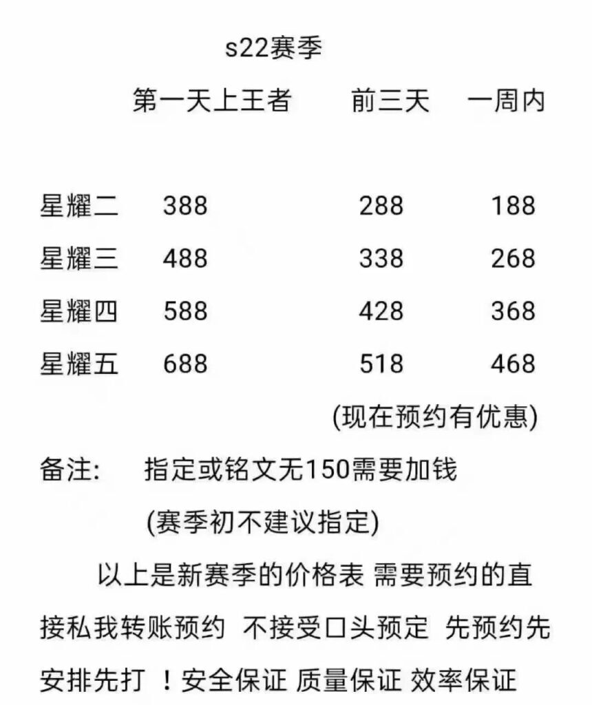 王者代打段位价格一般多少(王者代打价位多少)