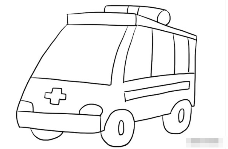 怎么画救护车_救护车的绘画步骤